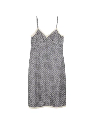 Pre-owned Prada Lace-trim Slip Dress In Gray