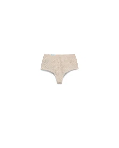 Prada Lace-trimmed Briefs With Rhinestones In Neutral