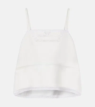 Prada Lace-trimmed Linen Top In White