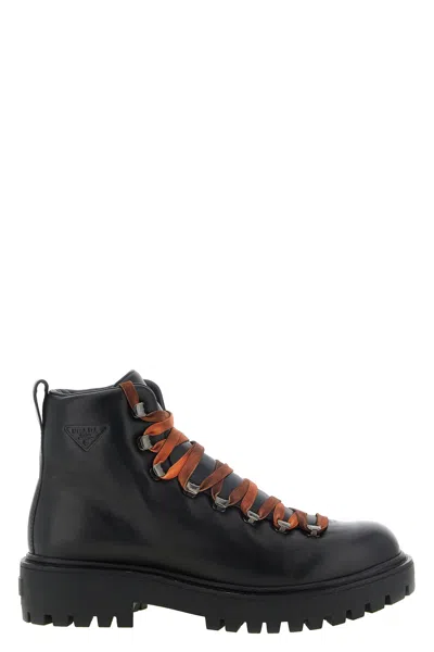 Prada Lace-up Ankle Boots With Hooks In Multi