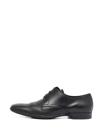 Pre-owned Prada Lace-up Leather Derby Shoes In Black