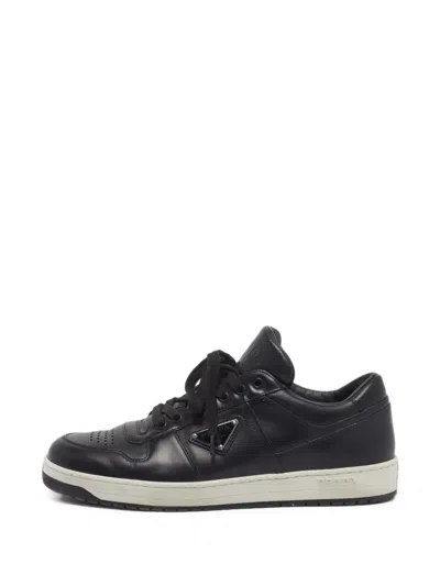 Pre-owned Prada Lace-up Leather Sneakers In Black