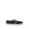 Prada Lace Up Sneakers Contrast Trim Rubber Sole In Black