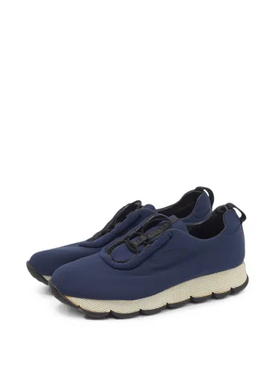 Pre-owned Prada Lace-up Sneakers In Blue