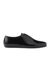 Prada Brushed-leather Lace-up Shoes In Black