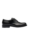 Prada Brushed Leather Lace-up Shoes In Black