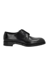 Prada Brushed-leather Lace-up Shoes In Black
