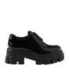 Prada Monolith Lace-up Loafers 55 In Black
