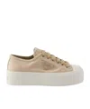 Prada Lacing Fabric Sneakers In Neutral