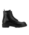 Prada Brushed Leather Ankle Boot For Men In Black