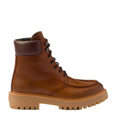 PRADA PRADA LOGO DETAILED ROUND-TOE ANKLE BOOTS