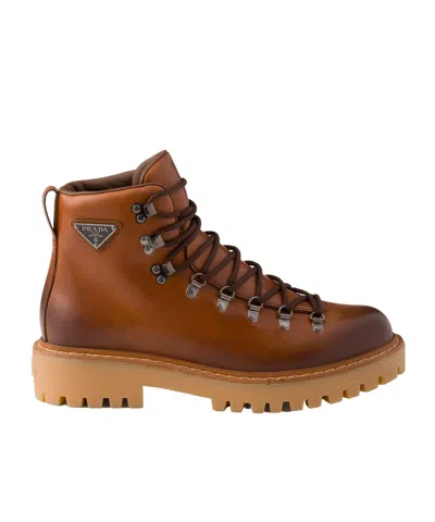 PRADA PRADA ALMOND-TOE LACE-UP BOOTS