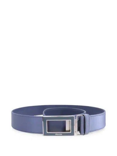 Pre-owned Prada Lady Logo-plaque Belt In Blue