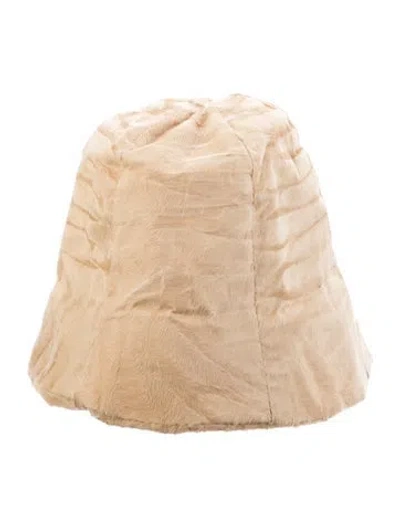 Pre-owned Prada Lamb Fur Bucket Hat In Neutrals