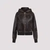 Prada Nappa Leather Hoodie Jacket In Moro