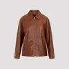 Prada Enamel-logo Leather Jacket In Palissandro