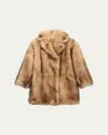 Prada Lamb Shearling Oversized Coat In Brown