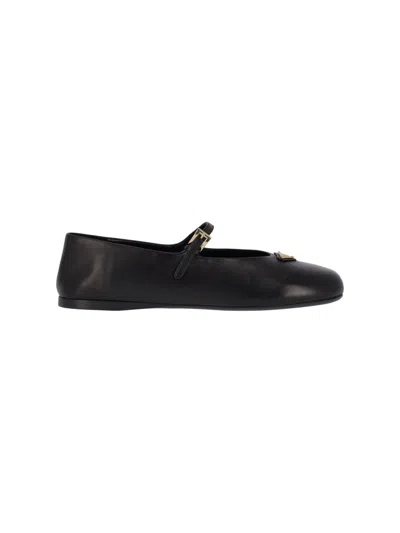Prada Lambskin Ballerinas In Black