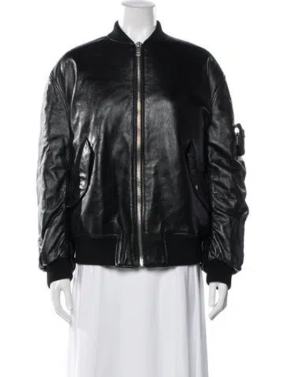 Pre-owned Prada Lambskin Bomber Jacket In Black