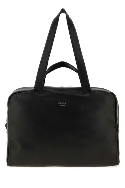 Prada Lambskin Leather Handbag For Men In Black