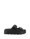 Prada Chunky Platform Sandals With Knot Detail In Black In Nero
