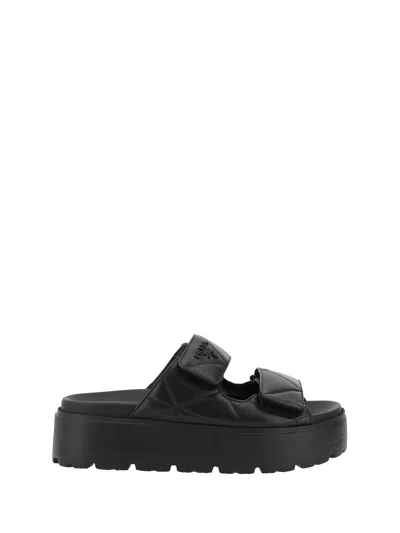 Prada Chunky Platform Sandals With Knot Detail In Black