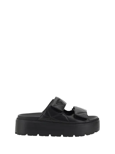 Prada Chunky Platform Sandals With Knot Detail In Black