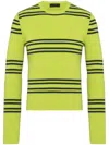 Prada Crew-neck Lambswool Sweater Striped Pattern In Green