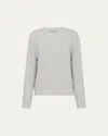 Prada Wool And Cashmere Crew-neck Sweater With Rhinestones In Marmo