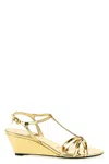 Prada Metallic Wedge Sandals Ankle Strap Open Toe In Gold