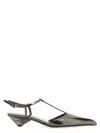 Prada Women's Anthracite Patent Leather Slingback Pumps In Metallic