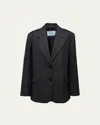 Prada Lana Wool Gabardine Cutaway Jacket In Antracite