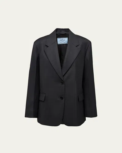 Prada Lana Wool Gabardine Cutaway Jacket In Antracite