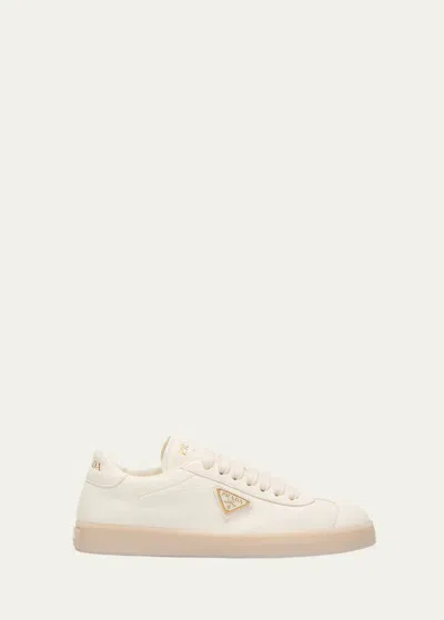 PRADA LANE LEATHER LOW-TOP SNEAKERS