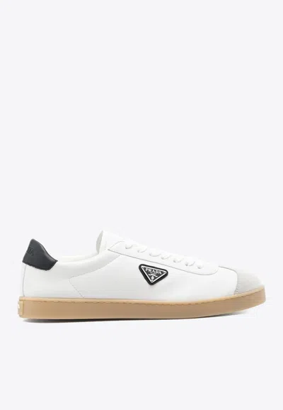 PRADA LANE LEATHER LOW-TOP SNEAKERS
