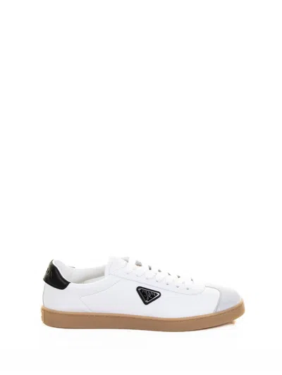 Prada Lane Leather Sneakers In White