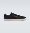 Prada Triangle-logo Leather Sneakers In Schwarz