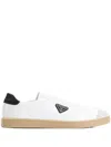 Prada Track Leather Logo-plaque Sneakers In White