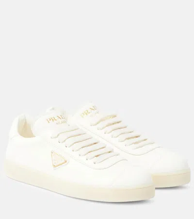 Prada Lane Leather Sneakers In White