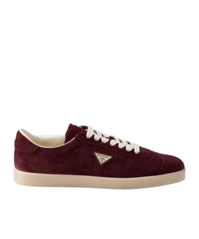 Prada Lane Logo Detail Sneakers In Red