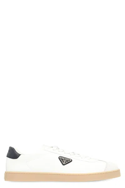 Prada Lane Leather Low-top Sneakers In White