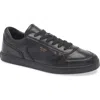 Prada Leather Sneakers With Flat Sole And Round Toe In Nero
