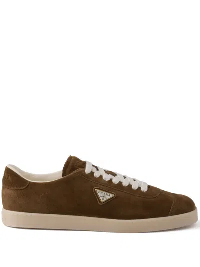 Prada Cotton Sigaro Sneakers In Brown