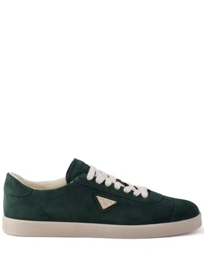 Prada Nylon Sneakers With Suede Inserts In Black