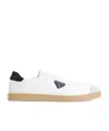 Prada Lane Leather Low-top Sneakers In White
