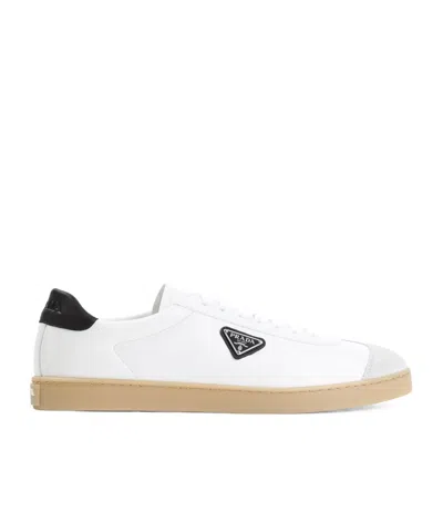PRADA PRADA LOGO PLAQUE LACE-UP SNEAKERS