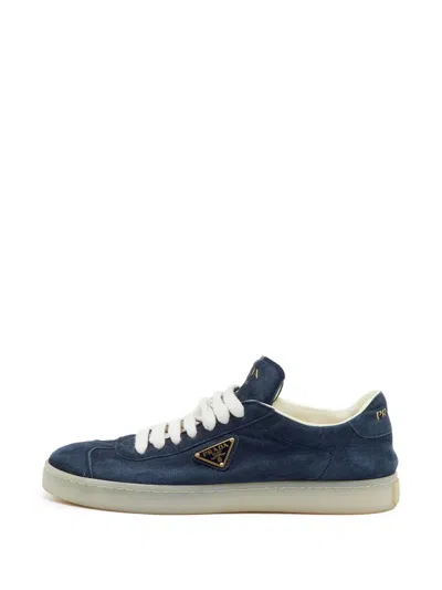 Pre-owned Prada Lane Suede Sneakers In Blue