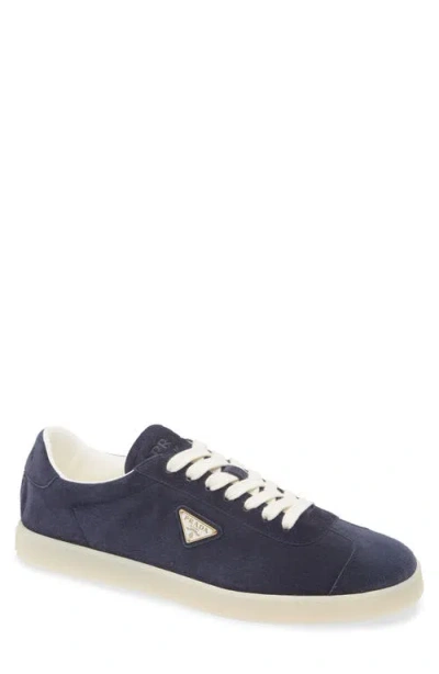 Prada Lane Triangle Logo Low Top Sneaker In Blue