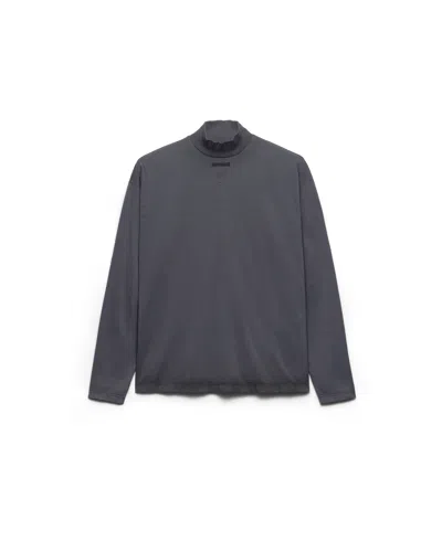 Prada Langärmliges T-shirt Aus Baumwoll-jersey In Gray