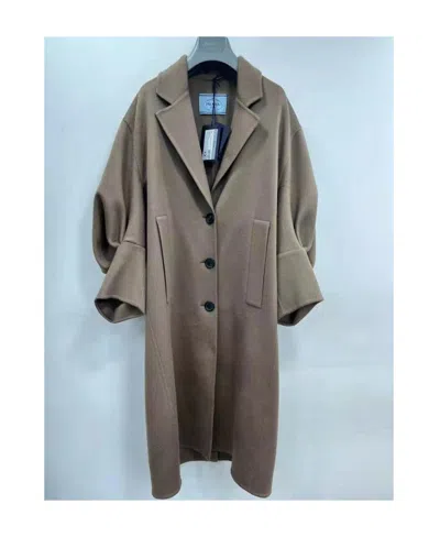 Prada Lapel Coat In Brown